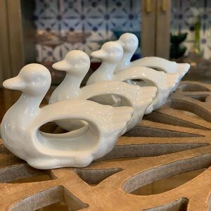 White Ceramic Duck Napkin Rings